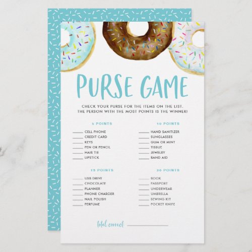 Donuts Whats In Your Purse Baby Shower Game