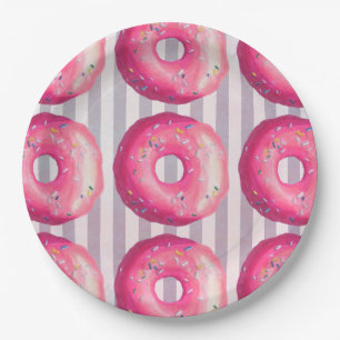Donuts With Pink Frosting And Sprinkles Paper Plates
