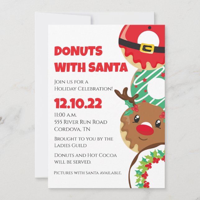 Donuts with Santa Christmas Invitation (Front)