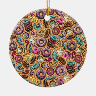 Donuts With Sprinkles Pattern  Ceramic Ornament