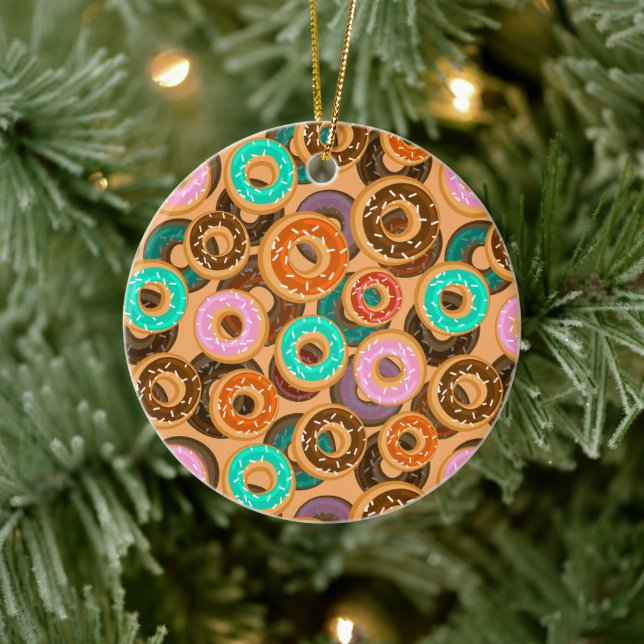 Donuts With Sprinkles Pattern  Ceramic Ornament (Tree)