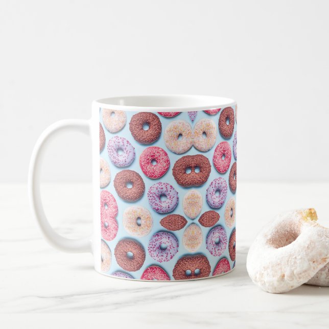 Donuts With Sprinkles Pattern Coffee Mug (With Donut)