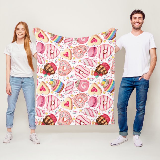 Donuts With Sprinkles Pattern  Fleece Blanket (In Situ)