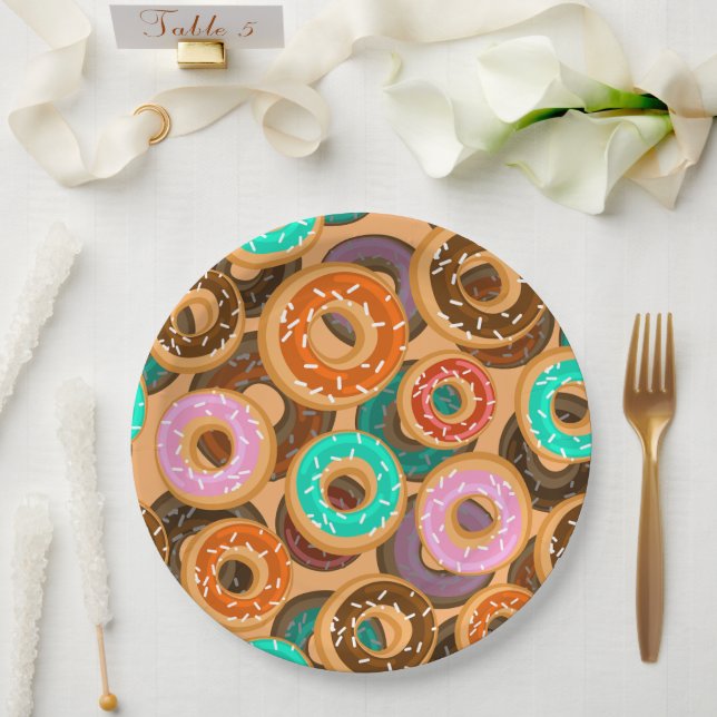 Donuts With Sprinkles Pattern Paper Plates (Wedding)