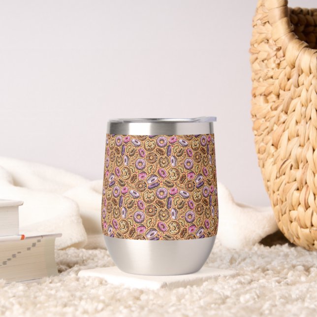 Donuts With Sprinkles Pattern Thermal Wine Tumbler (Living Room)