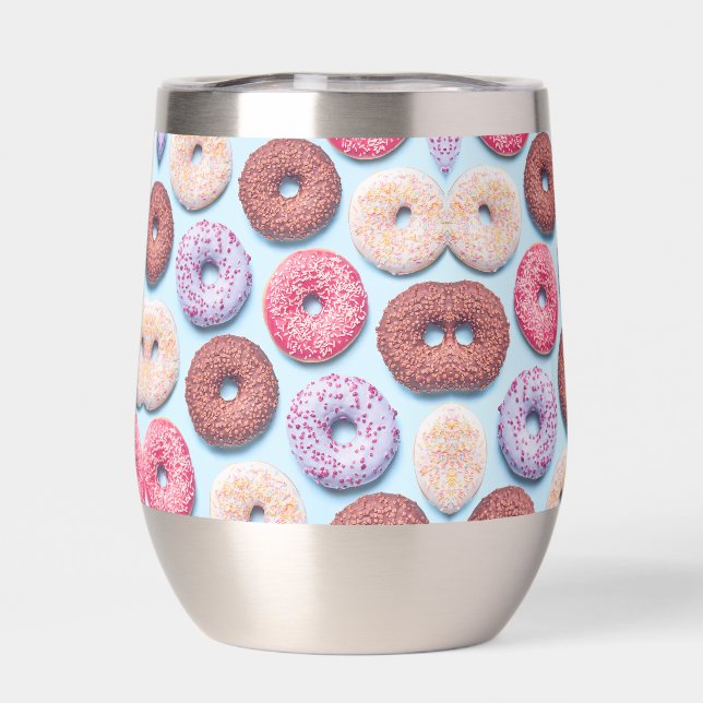 Donuts With Sprinkles Pattern Thermal Wine Tumbler (Back)