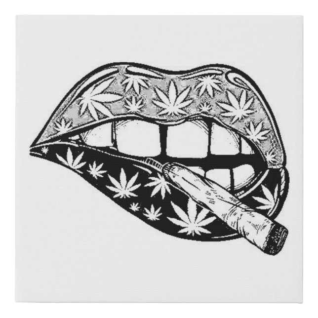 Doobie Gang Black & White Lips Faux Wrapped Canvas (Front)