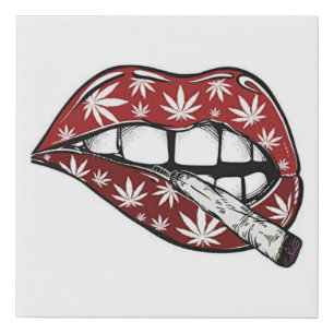Doobie Gang Lips In Red Faux Wrapped Canvas Print