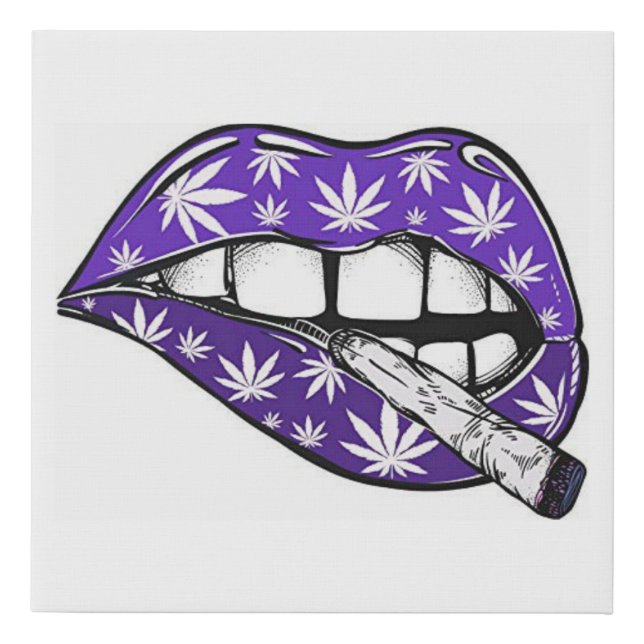 Doobie Gang Purple Lips  Faux Wrapped Canvas (Front)