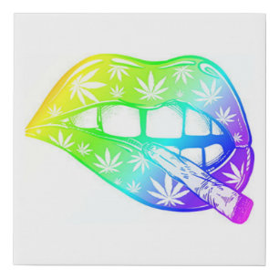 Doobie Gang Rainbow Lips Faux Wrapped Canvas Print