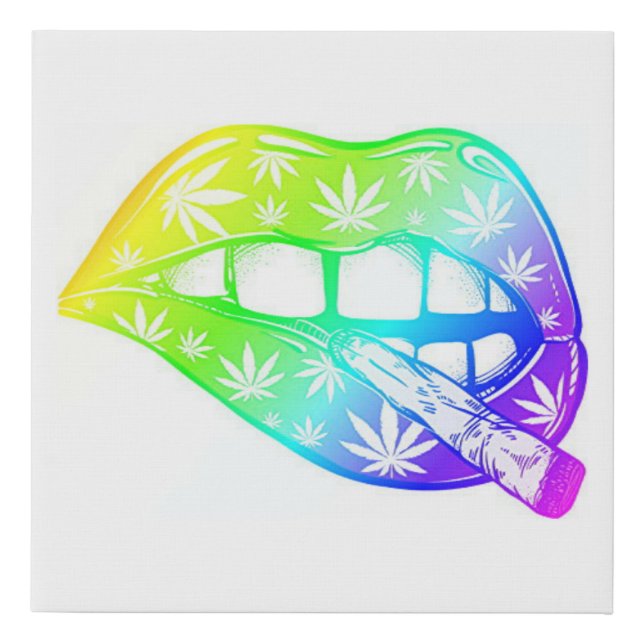Doobie Gang Rainbow Lips Faux Wrapped Canvas Print (Front)