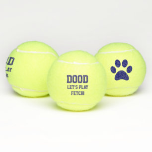 "Dood Let's Play Fetch" Pet Dog Cat Toy  Blue Tennis Balls