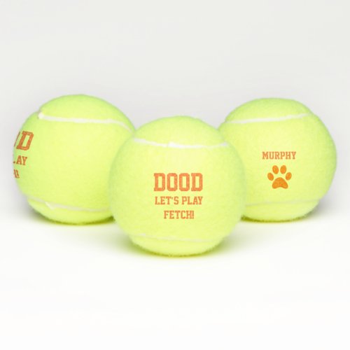 Dood Lets Play Fetch Pet Dog Cat Toy Name Orang Tennis Balls