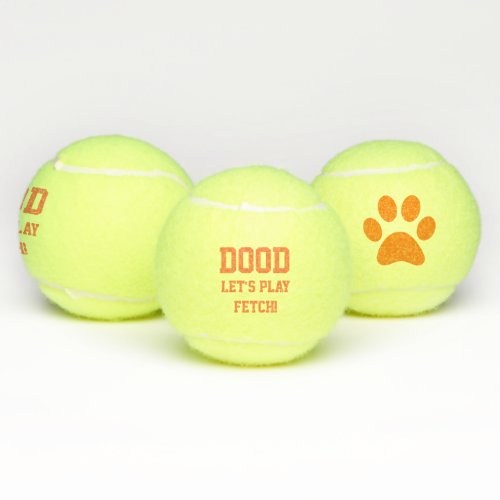 Dood Lets Play Fetch Pet Dog Cat Toy Orange Tennis Balls