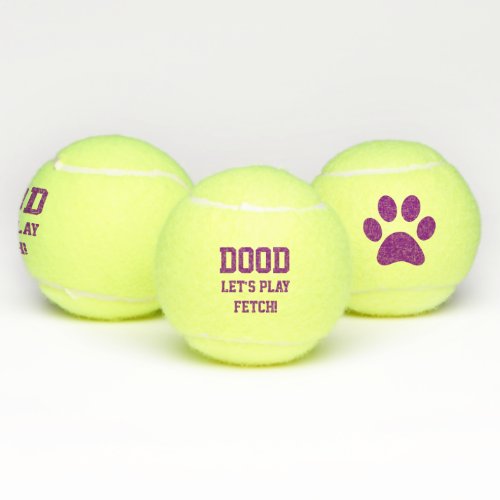 Dood Lets Play Fetch Pet Dog Cat Toy Purple Tennis Balls