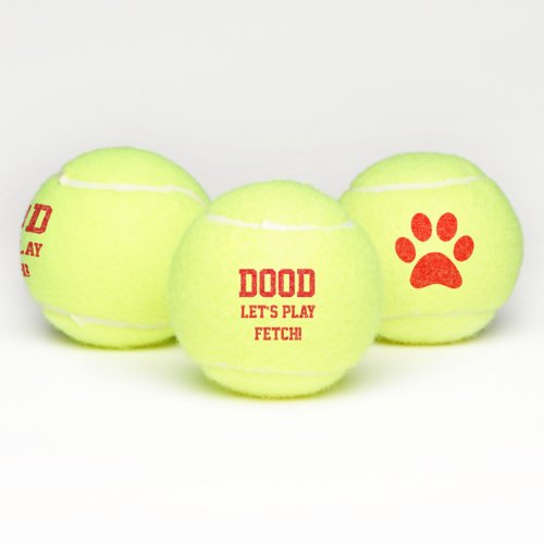 Dood Lets Play Fetch Pet Dog Cat Toy  Red Tennis Balls