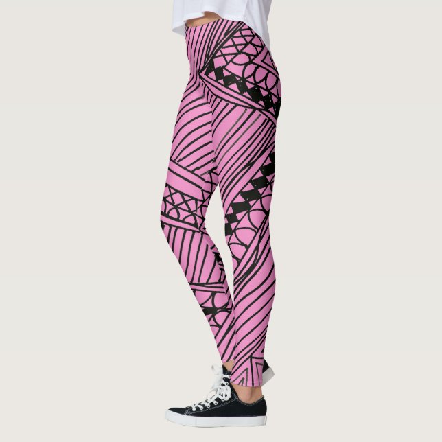 Doodle 1A Black Light Pink Leggings (Left)