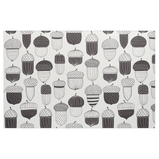 Doodle acorns autumn pattern fabric