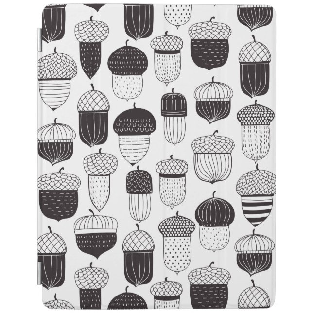Doodle acorns autumn pattern iPad smart cover (Front)