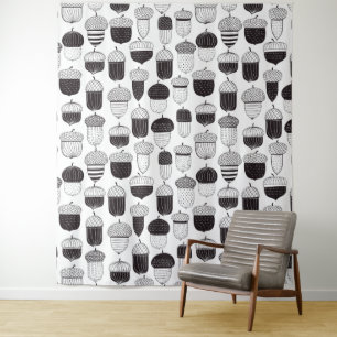 Doodle acorns autumn pattern tapestry