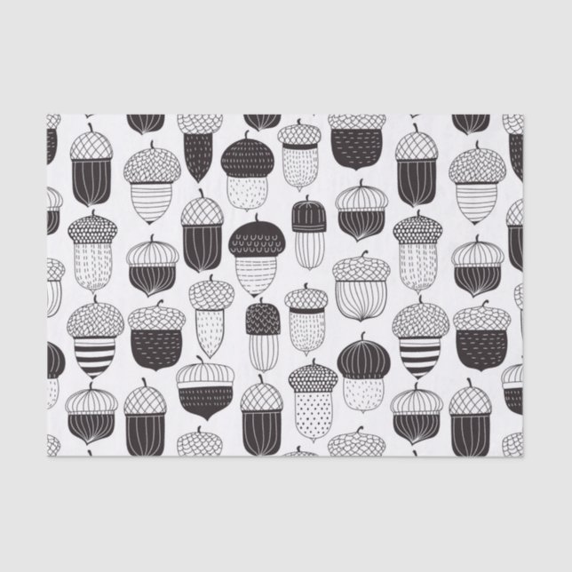 Doodle acorns autumn pattern tissue paper (Front)