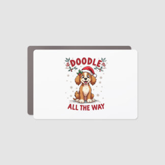 Doodle All The Way Funny Goldendoodle Santa Hat Ch Car Magnet