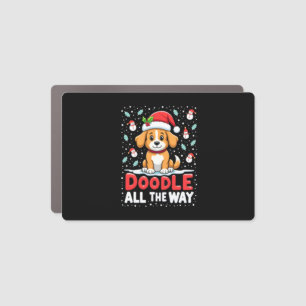 Doodle All The Way Funny Goldendoodle Santa Hat Ch Car Magnet