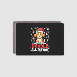 Doodle All The Way Funny Goldendoodle Santa Hat Ch Car Magnet