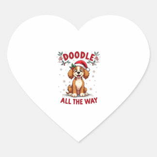 Doodle All The Way Funny Goldendoodle Santa Hat Ch Heart Sticker