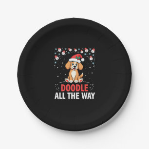 Doodle All The Way Funny Goldendoodle Santa Hat Ch Paper Plates