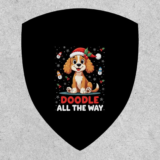 Doodle All The Way Funny Goldendoodle Santa Hat Ch Patch (Front)