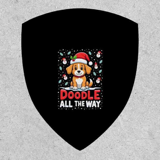 Doodle All The Way Funny Goldendoodle Santa Hat Ch Patch (Front)