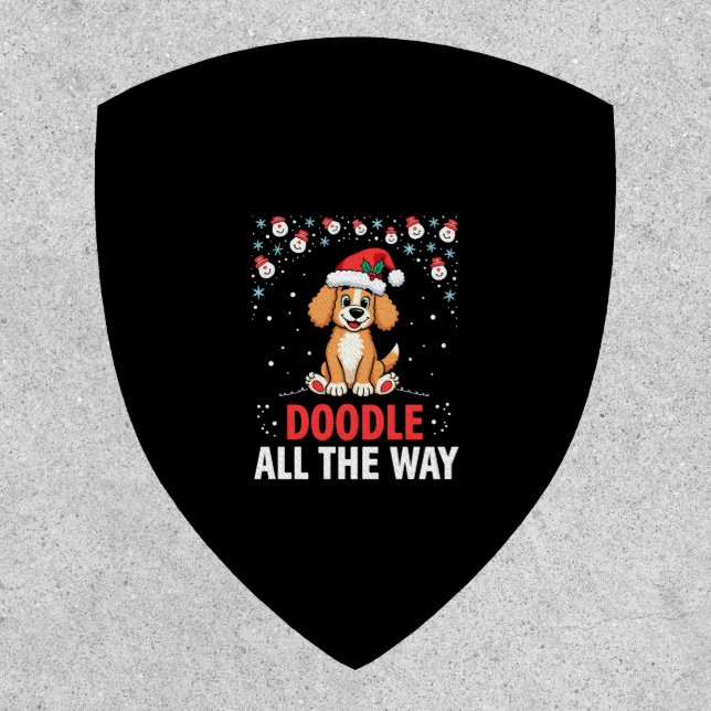Doodle All The Way Funny Goldendoodle Santa Hat Ch Patch (Front)