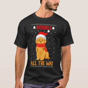 Doodle All The Way Funny Goldendoodle Santa Hat Ch T-Shirt