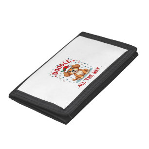 Doodle All The Way Funny Goldendoodle Santa Hat Ch Tri-fold Wallet