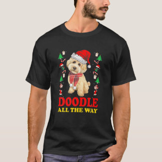 Doodle All The Way Goldendoodle Santa Hat Christma T-Shirt