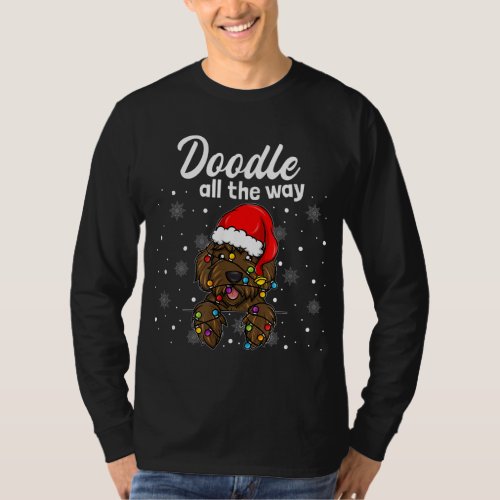 Doodle All The Way Labradoodle Santa Claus Hat Chr T_Shirt