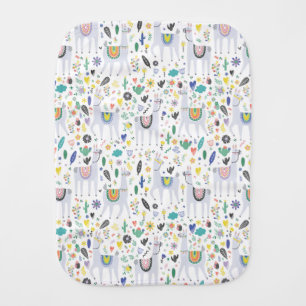Doodle Alpaca Pattern Baby Burp Cloth