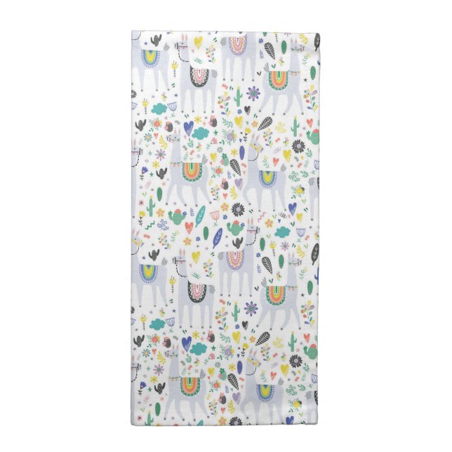 Doodle Alpaca Pattern Cloth Napkin (Half Fold)