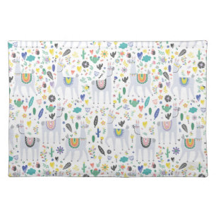 Doodle Alpaca Pattern Cloth Placemat