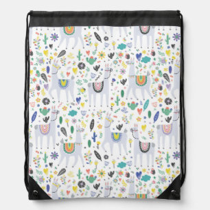 Doodle Alpaca Pattern Drawstring Bag