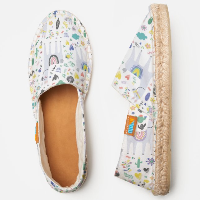 Doodle Alpaca Pattern Espadrilles (Side)