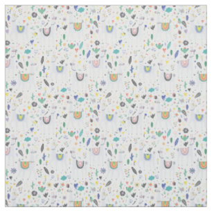 Doodle Alpaca Pattern Fabric