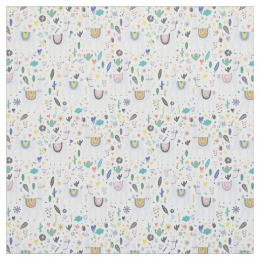 Doodle Alpaca Pattern Fabric