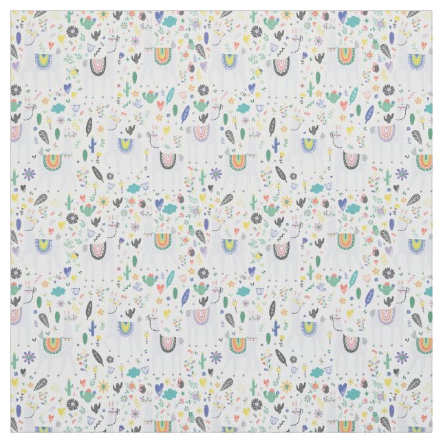 Doodle Alpaca Pattern Fabric (Swatch)