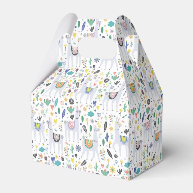 Doodle Alpaca Pattern Favor Boxes (Front Side)
