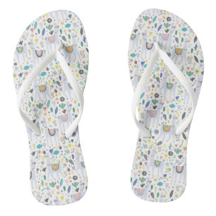 Doodle Alpaca Pattern Flip Flops