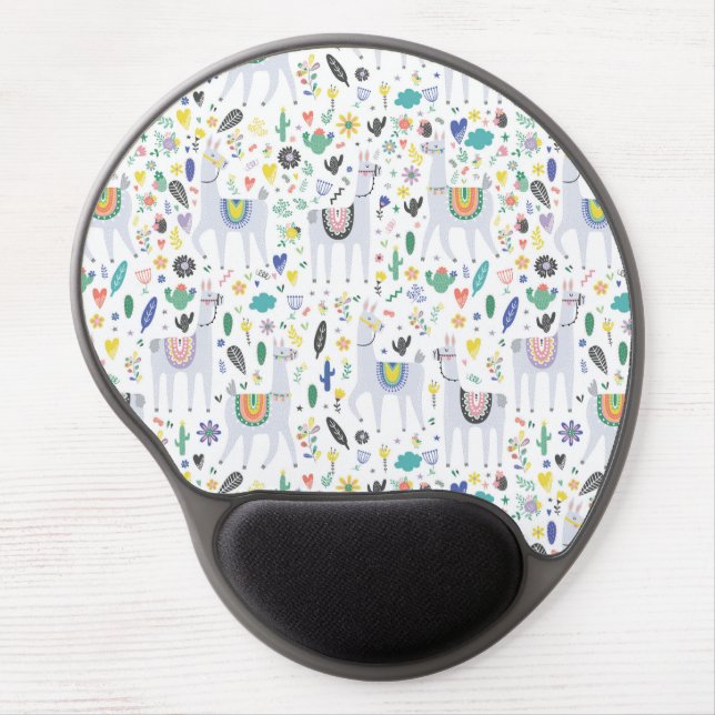 Doodle Alpaca Pattern Gel Mouse Pad (Front)