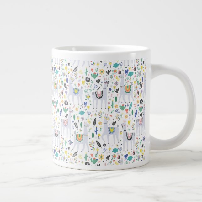 Doodle Alpaca Pattern Giant Coffee Mug (Right)