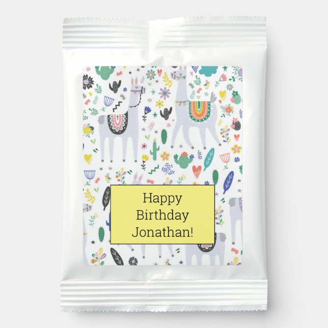 Doodle Alpaca Pattern Lemonade Drink Mix (Front)